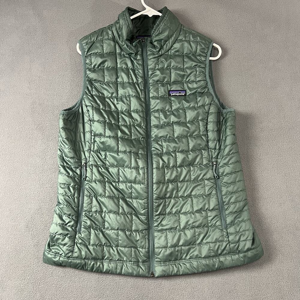 Patagonia Vest Womens XL Green Nano Puffer Insulated Coat Full Zip Outdoors